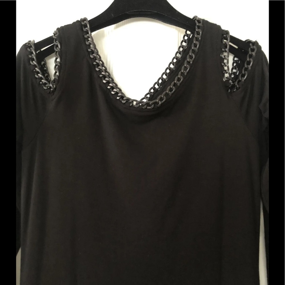 Bailey 44 Chain Trim Cold Shoulder Black Tube dress Medium - Picture 3 of 5